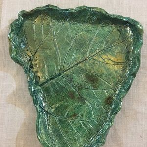 Handbuilt, ceramic leaf plate
